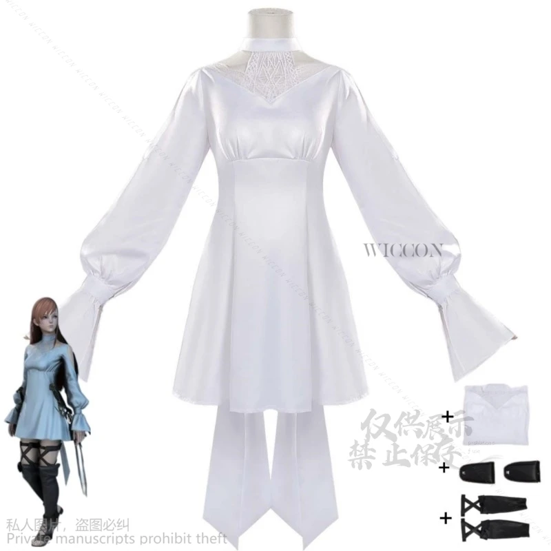 

Game Final Fantasy XIV:A Realm Reborn FF14 FFXIV Ryne Minfilia Cosplay Costume White Lace Dress Anime Halloween Sexy Woman Suit