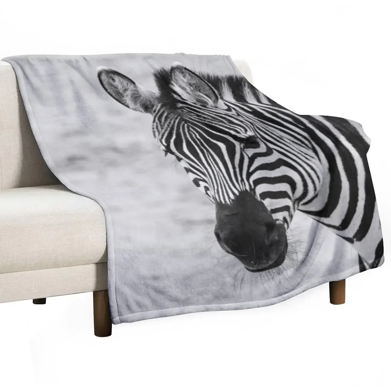 

Zebra in Mono Throw Blanket Soft Big Shaggy Bed covers Blankets