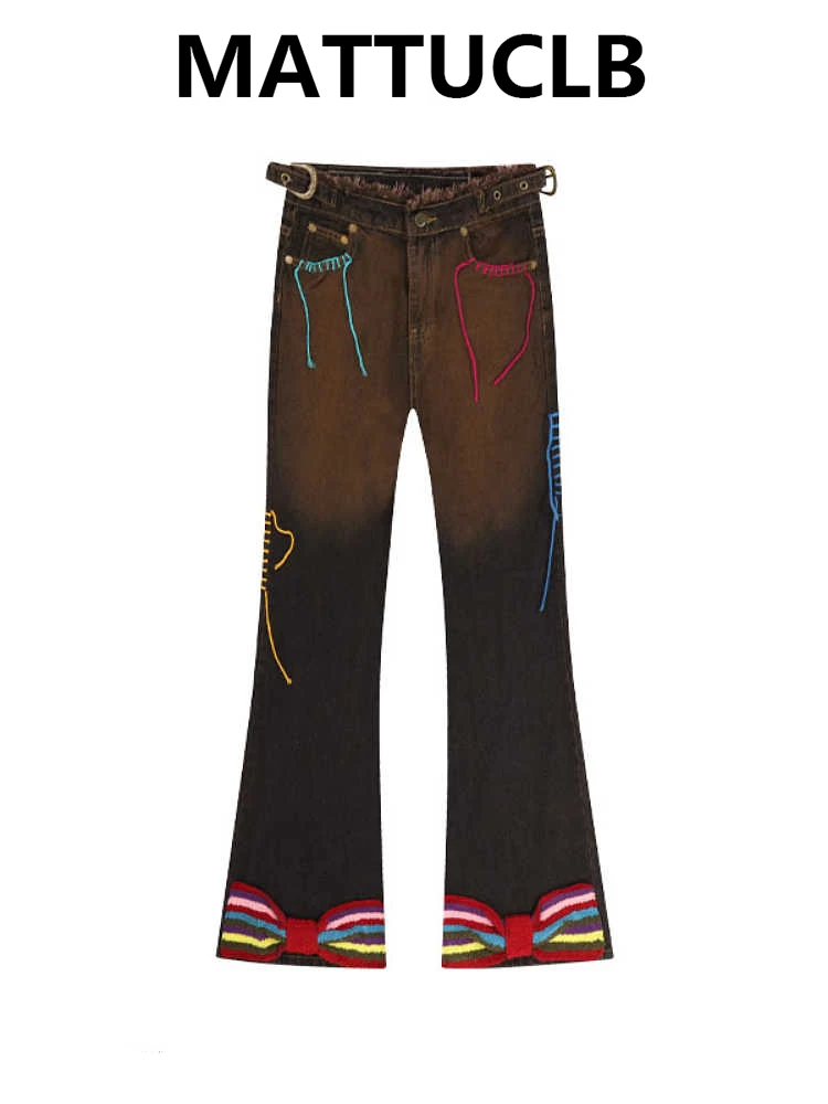 

Женские летние корейские модные шикарные джинсы Shoujo в стиле гранж, японские джинсовые брюки с низкой посадкой Gyaru Y2K, эстетические расклешенные брюки 2000-х годов