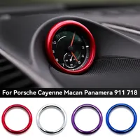Aluminium Alloy Car Clock Decoration Stopwatch Compass Sticker Ring Decoration Trim For Porsche Cayenne Macan Panamera 911 718