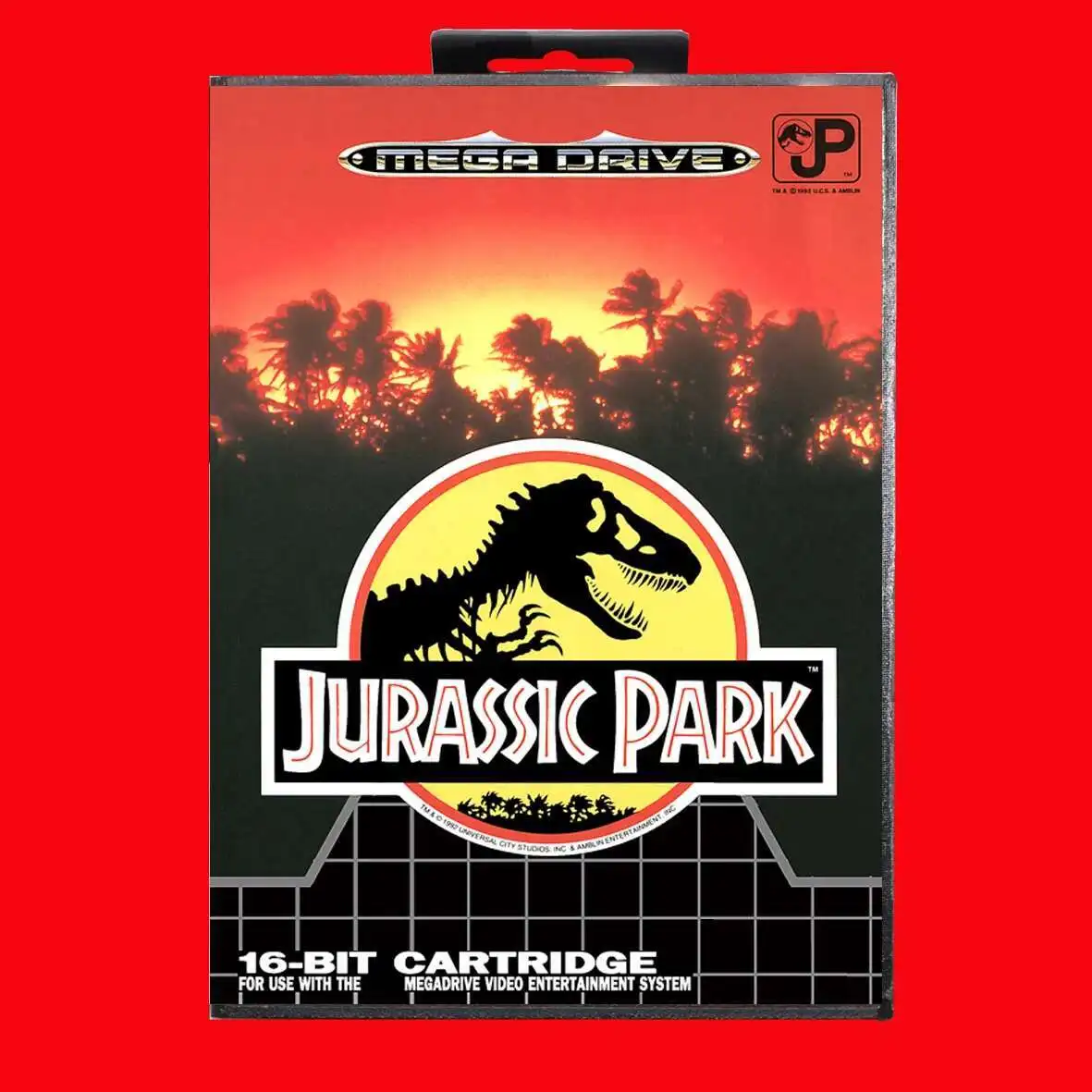 Cartucho de jogo Jurassic park 16Bit MD com caixa EUR para sistemas Sega Megadrive Genesis
