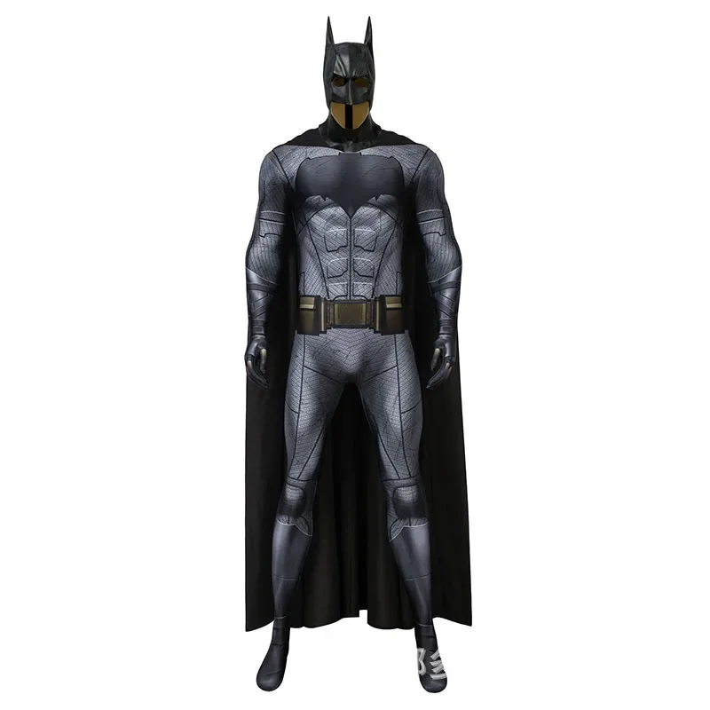 CGMGTSN Movie Men Bat Superhero Cosplay Bruce Wayne Costume Black Jumpsuit Mask Outfits for Adults Halloween Dress Up Clothes