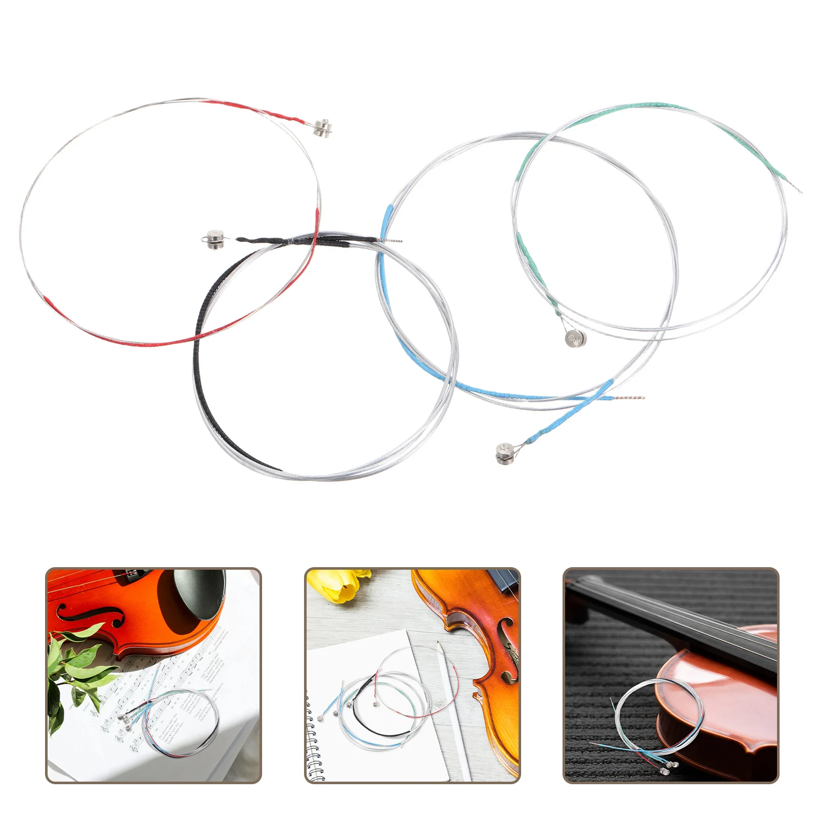 

4pcs Violin Strings Set Pure Sound Durable Metal Strings For Tuning Beginner Practice Performance Replacement Parts Accessory