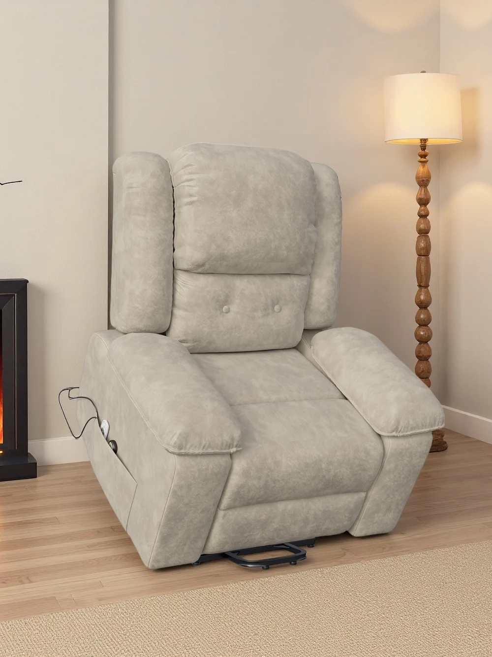 Comanlai Elektrische Relaxfauteuil met 8-punts massage, verwarmingsfunctie, verstelbare voetensteun en zijvakken voor de woonkamer. - afbeelding 2