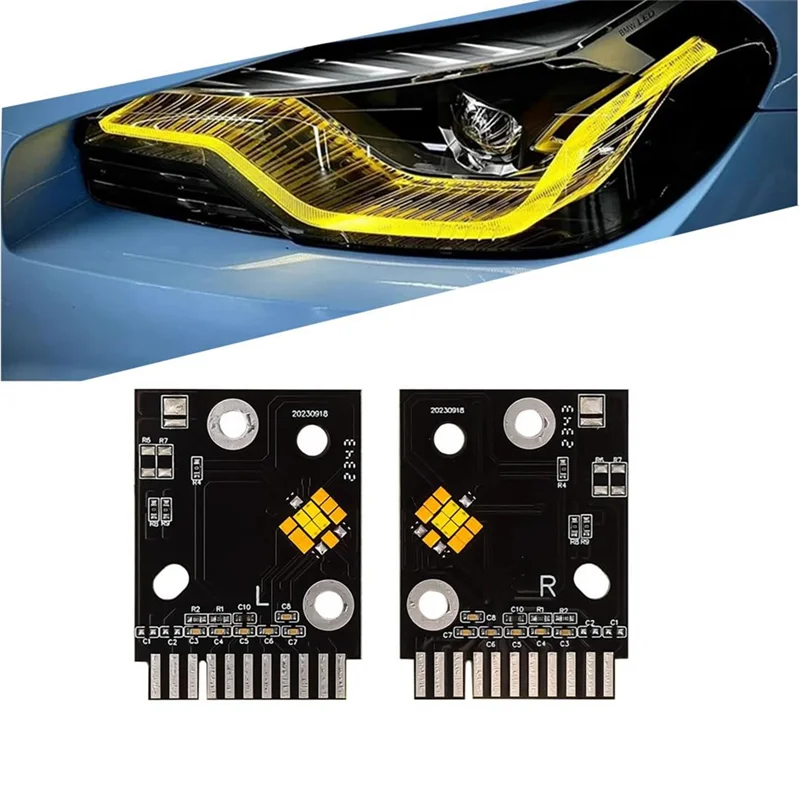 ABPP-LED 모듈 조명 BMW 2 시리즈 G42 M2 G87 M235i M240i 2022-2024 DRL 모듈 용 노란색 천사 눈 LED 보드
