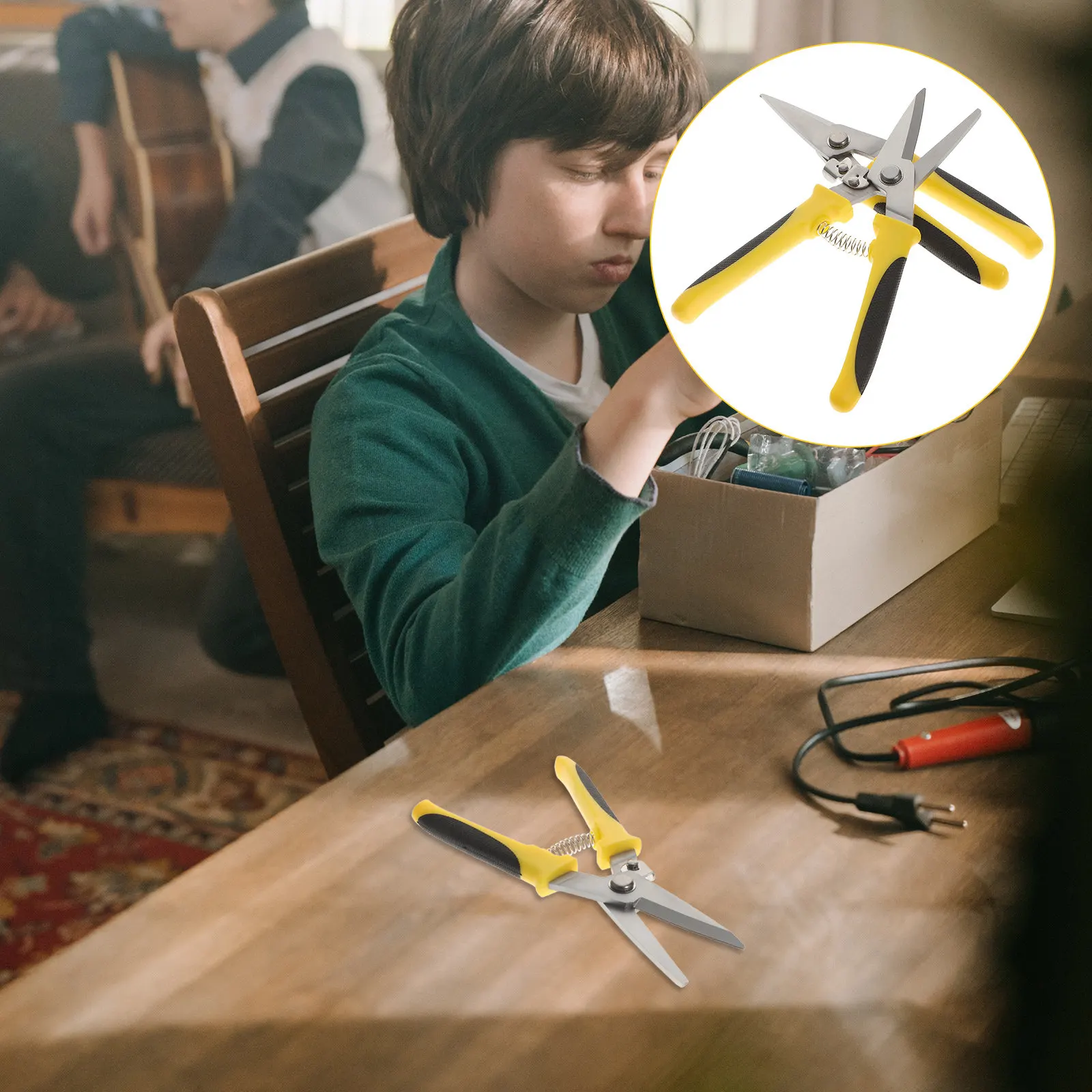 

2 шт. электронные ножницы для резки листового металла, усиленные ножницы для жести, для резки алюминия, для электромонтажных работ, портативные металлические ножницы