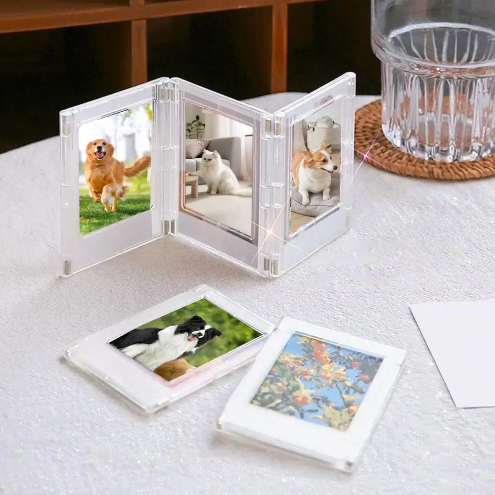 3 Inch Magnetic Acrylic Picture Frame Photo Display Stand Transparent Instant Film Camera Photo Holder Desktop Photo Frame