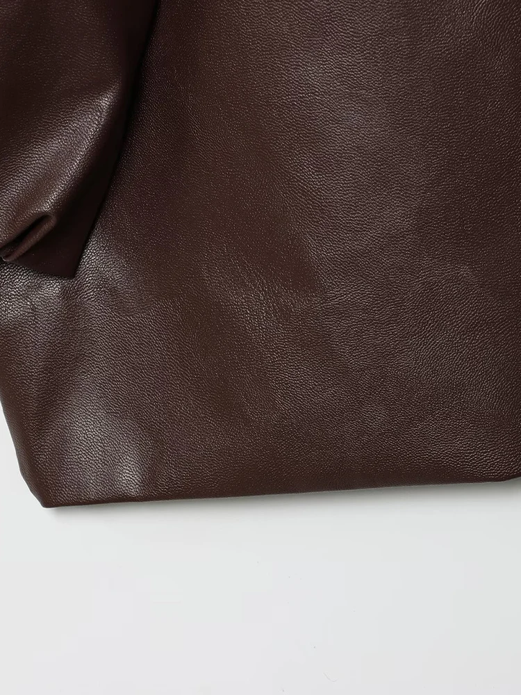 欧米風2025年秋新作レディースレトロルーズカジュアル気質シンプルベルトポケット付きイミテーションレザージャケット