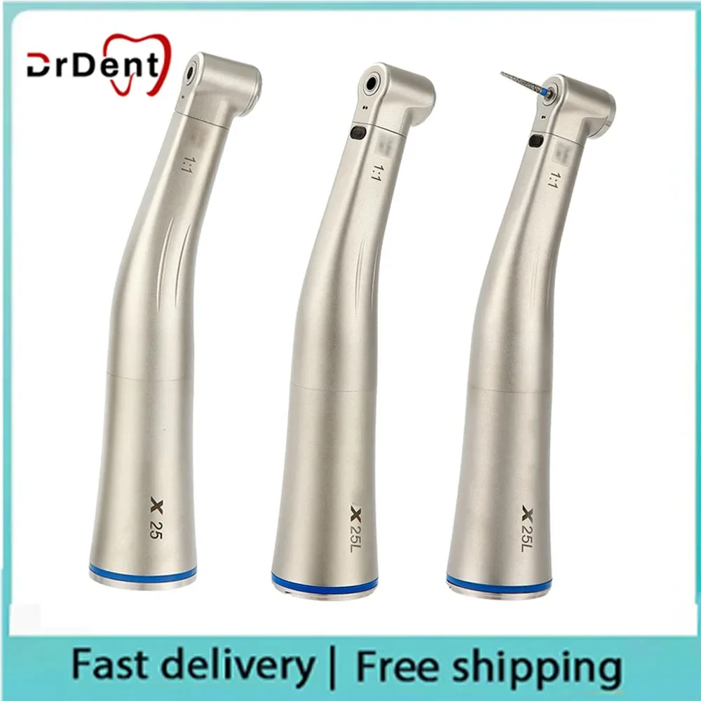 

Dental Handpiece 1:1 X25L LED Optic Fiber Inner Water Contra Angle Low & High Speed Blue Rings Air Turbine Dentistry