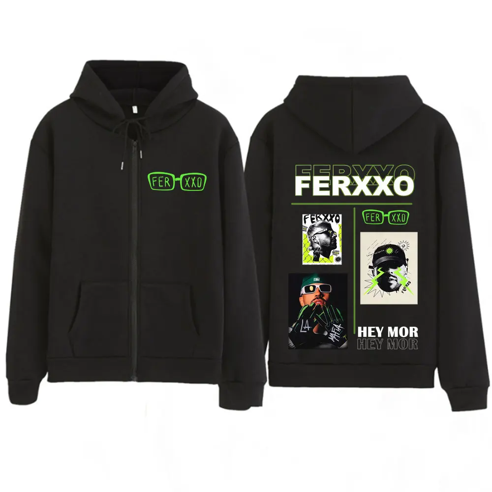 

Худи на молнии с принтом Rapper Feid Ferxxo Tour 2026, модные толстовки унисекс, повседневные свободные куртки в стиле хип-хоп оверсайз на молнии