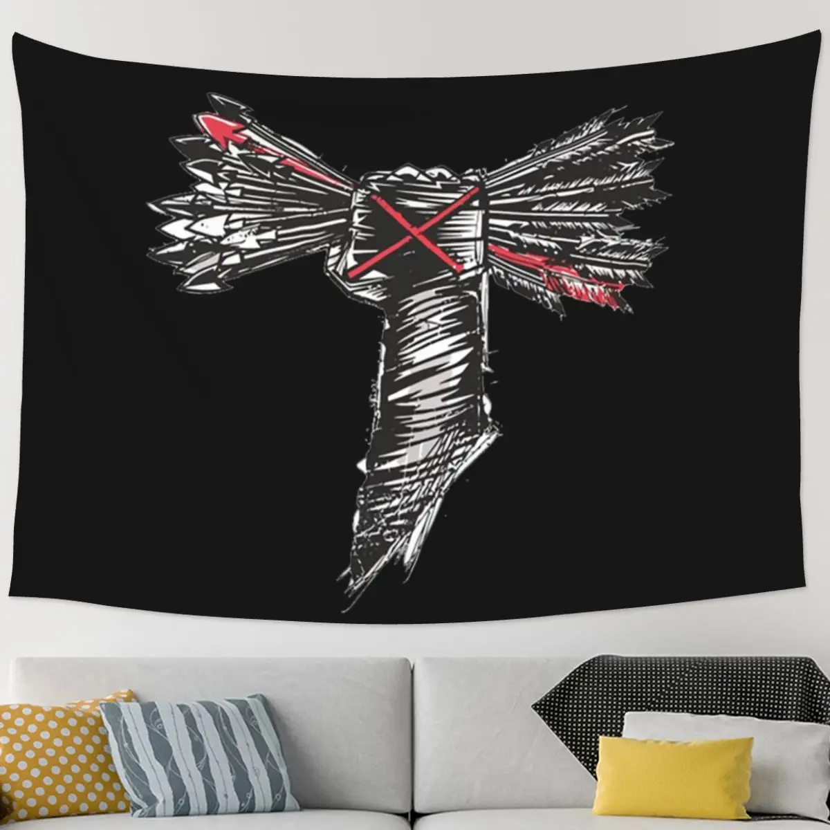 Cm Punk Logo Wandteppich Kunst Wandbehang Ästhetische Heimdekoration Wandteppiche für Wohnzimmer Schlafzimmer Schlafsaal