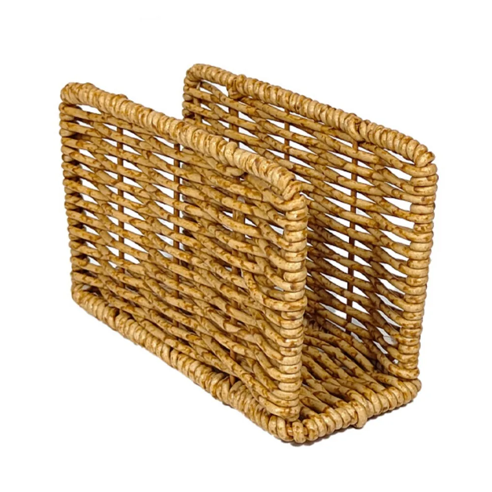 Creative Simulated Rattan Napkin Holders Retro Rustic Style Tissue Storage Rack Stable Space-Saving Vertical Napkin Dispenser