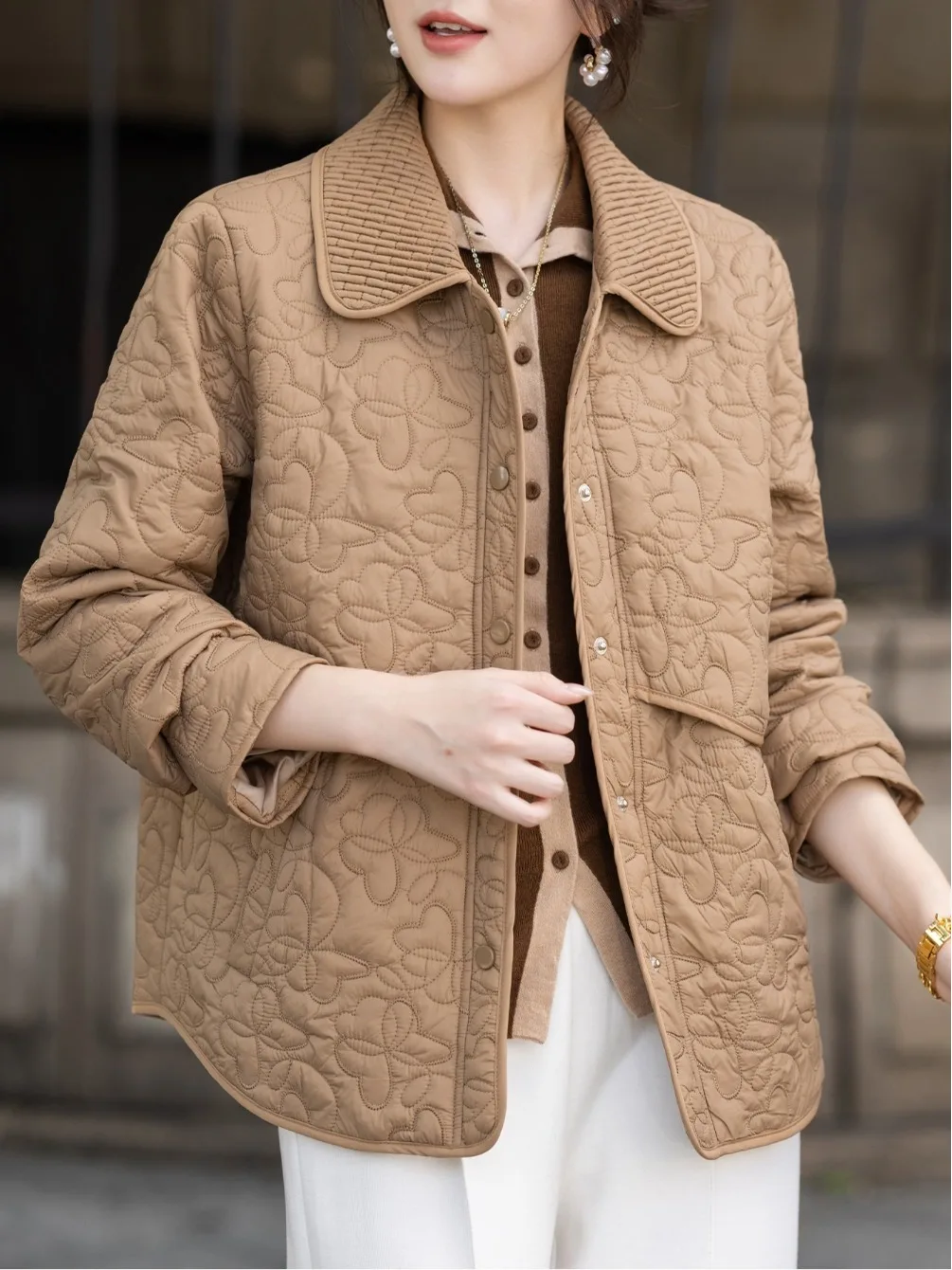 เสื้อผ้าฝ้ายแฟชั่นฤดูใบไม้ผลิ 2026 เสื้อผ้าฝ้ายเนื้อบางเบาอเนกประสงค์สำหรับคุณแม่และเด็ก สไตล์ฝรั่งเศส เสื้อผ้าฝ้ายเข้าชุดกับเสื้อคลุม