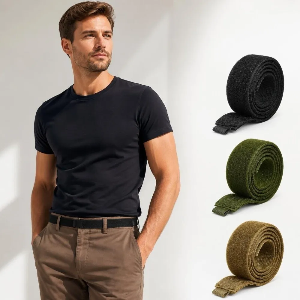 Simple Nylon Waist Belt Loop Hook Adjustable Battle Belt Lightweight Velcro Fastening Inner Belt Women Men