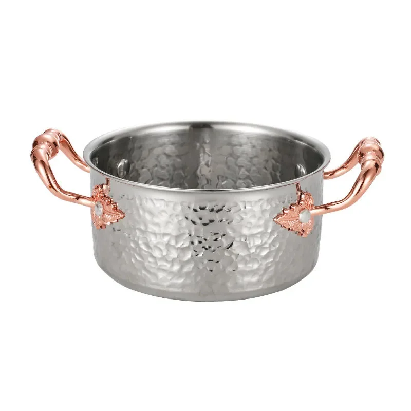 three-layer steel 304 stainless steel commercial gold  one person, mandarin duck small hot pot, induction cooker, shabu pot