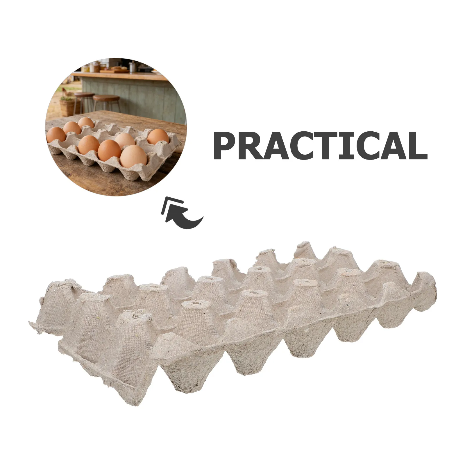 30Pcs Stackable Pulp Fiber Egg Cartons Blank Paper Holder Storage Container for Chicken Farm Market Kitchen Egg Crate