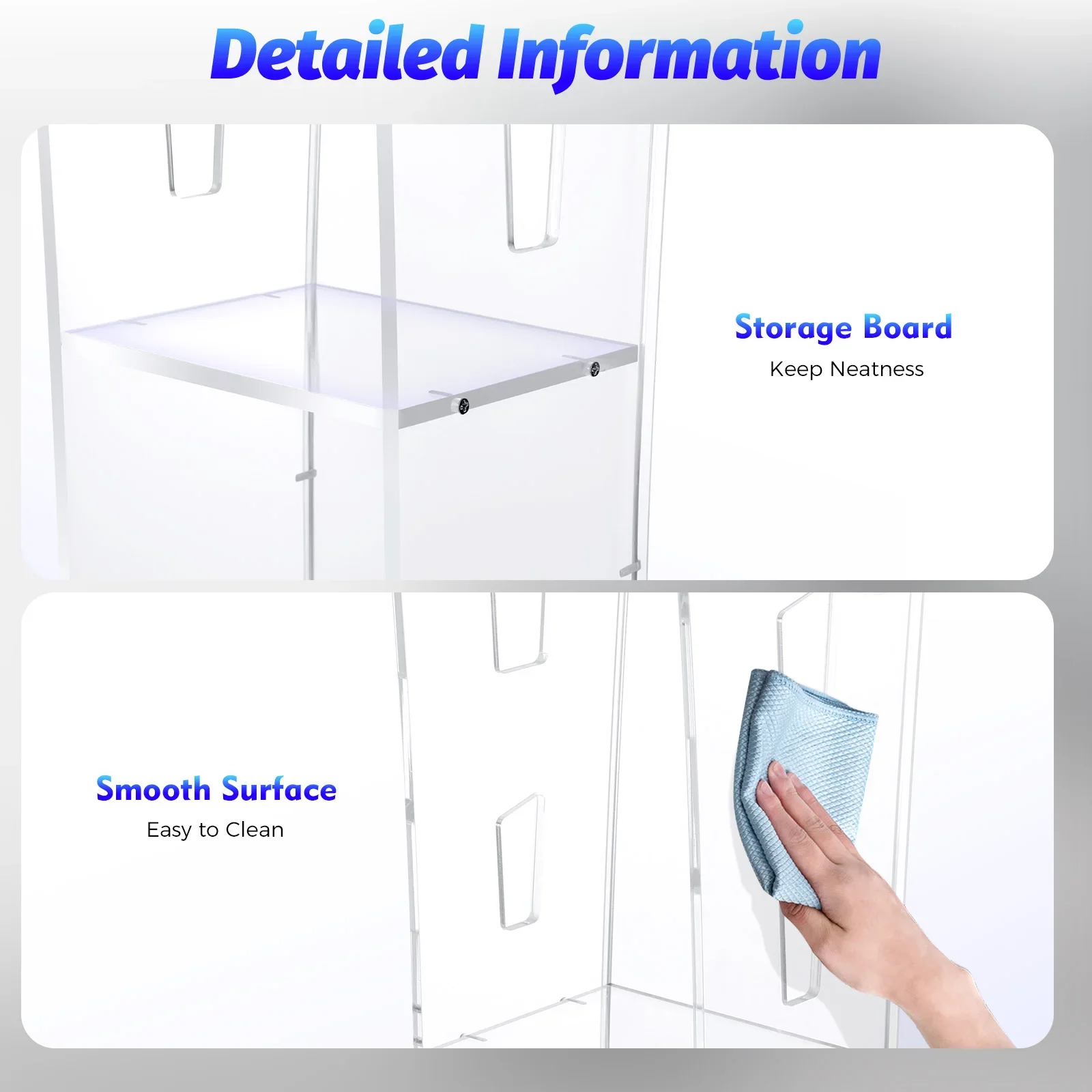 Transparent Acrylic Podium, Durable, Anti-Shatter, Rounded Corners, Sloped Top, Storage Board, Easy Assembly, Eco-Friendly