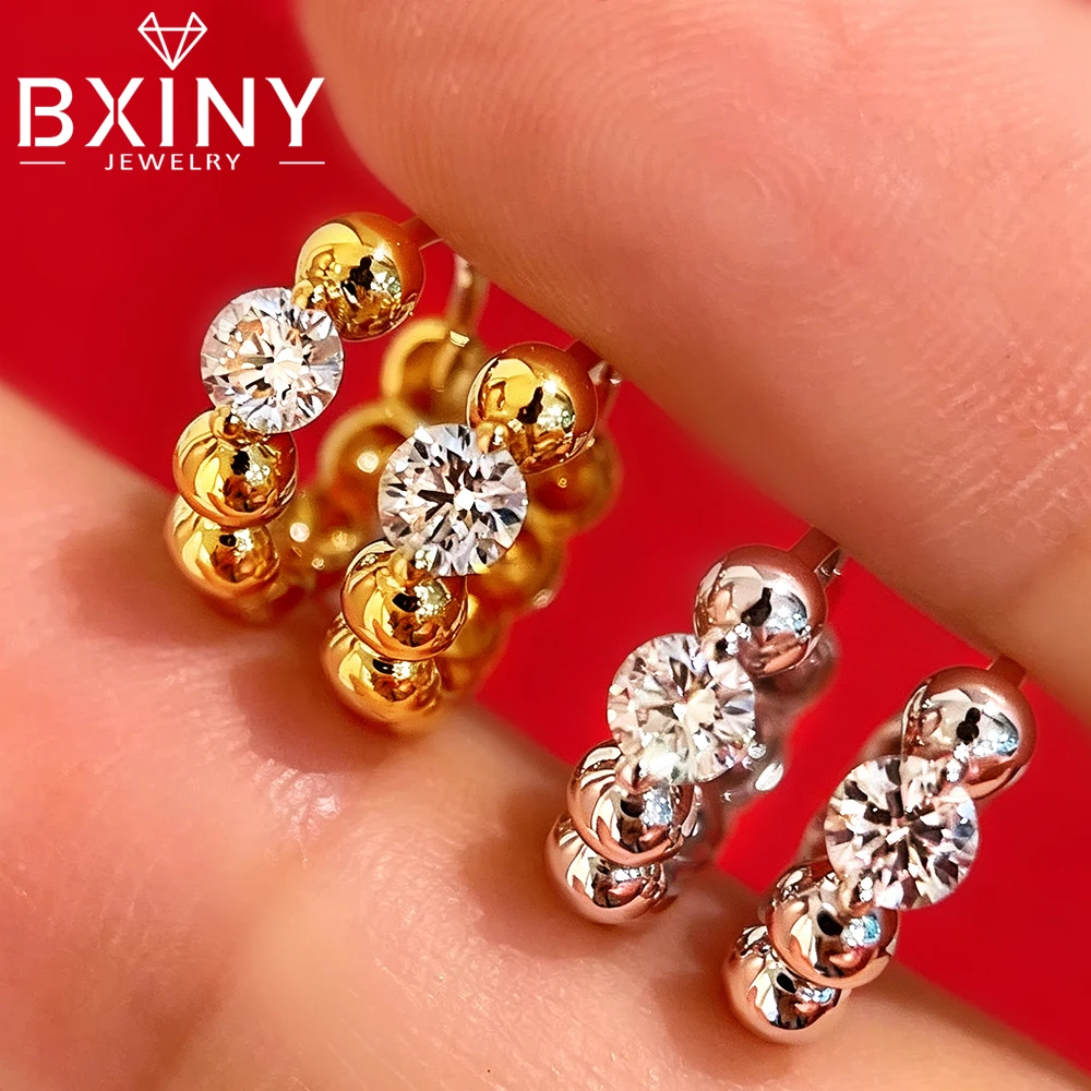 

BXINY 0.3CT Moissanite Dainty Earrings 925 Sterling Silver Huggie Hoop Diamond Ear Studs for Women Gifts Daily Wear Fine Jewelry