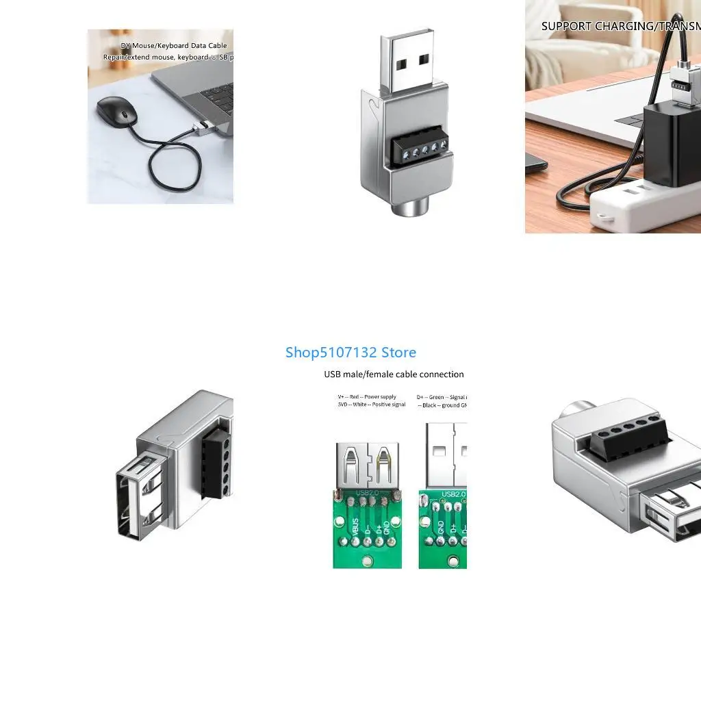 87HD Solderless USB Connectors USB 2.0 Screw Terminal Block Adapter Connector