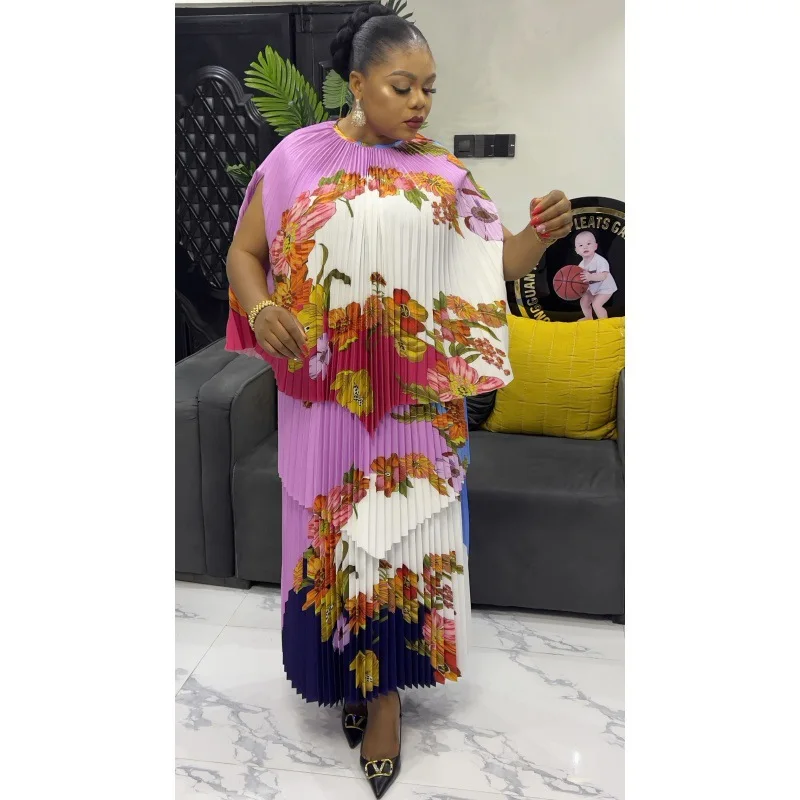 

Cross border new printed irregular splicing temperament plus size women's skirt set