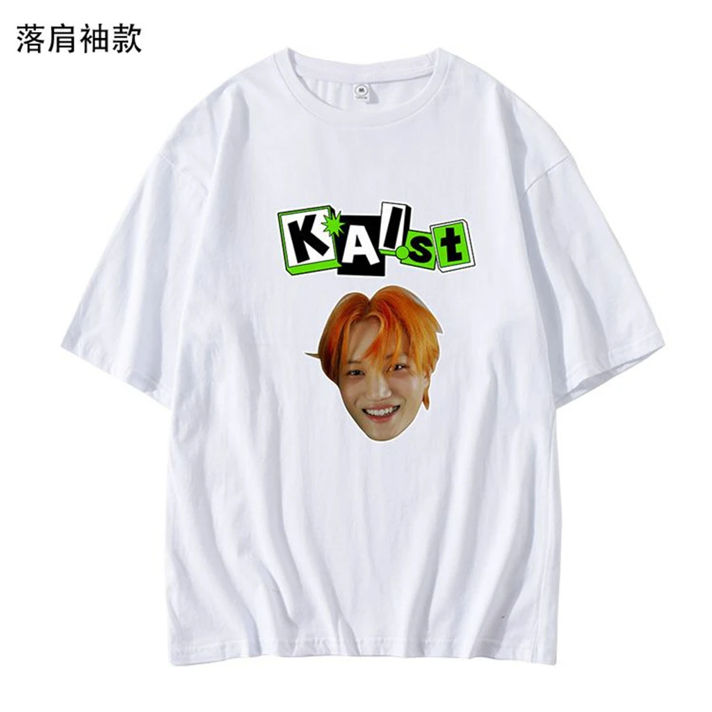 KPOP Y2K EXO KAIst Head BACK SHORT T-shirt Summer Women Bat Sleeve Cotton Y2k T-shirt Harajuku 90S Oversize Streetwear