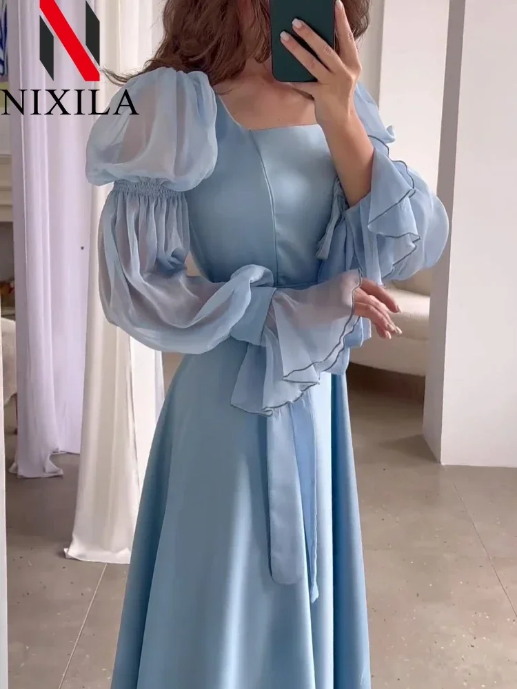 春秋の女性のドレスロングスカート膝丈妖精の森スタイルスーパーフェアリードレス女性服エレガントなパーティードレス