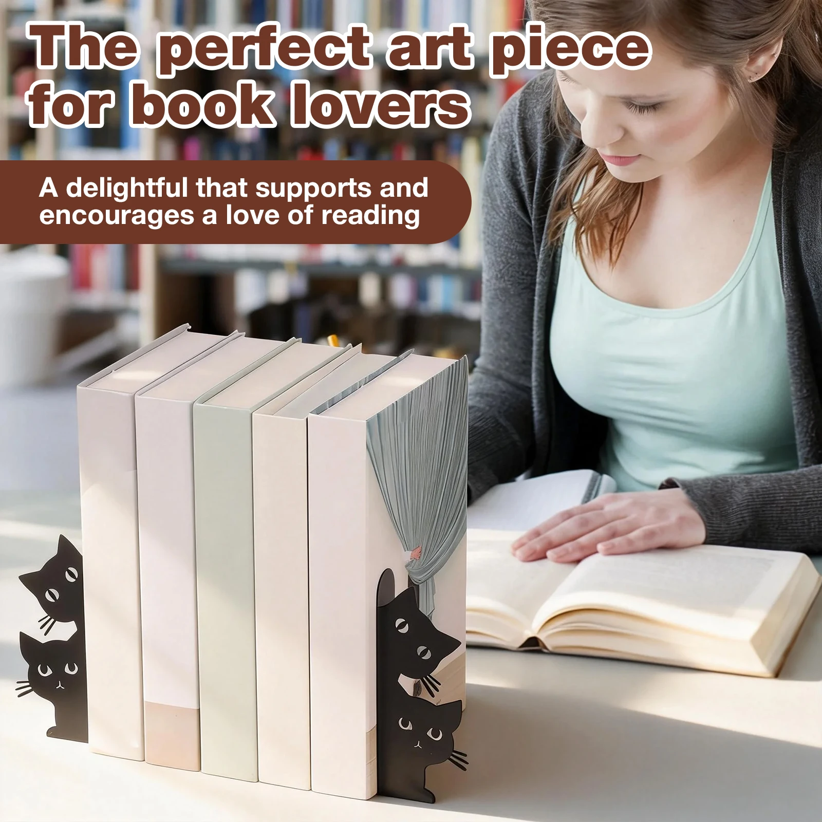 Cat Shaped Metal Bookends 4