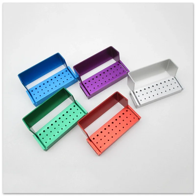 10Pcs Dental Burs Drill Disinfection Block  Sterilization Holder Autoclavable Aluminium 30 Holes Dentistry Material