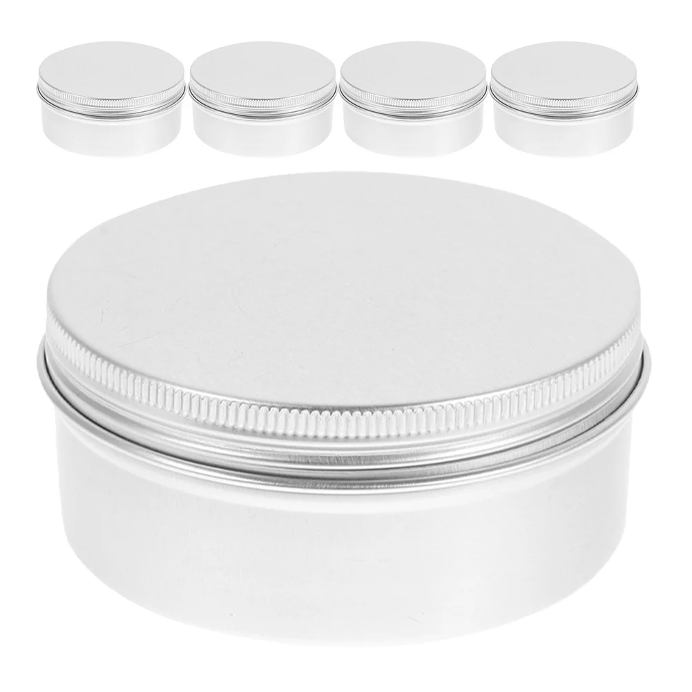 

5Pcs Aluminum Tin Containers Round Metal Jars Leakproof Storage Cases for Cosmetics Lip Balm Cream Jewelry Organizer