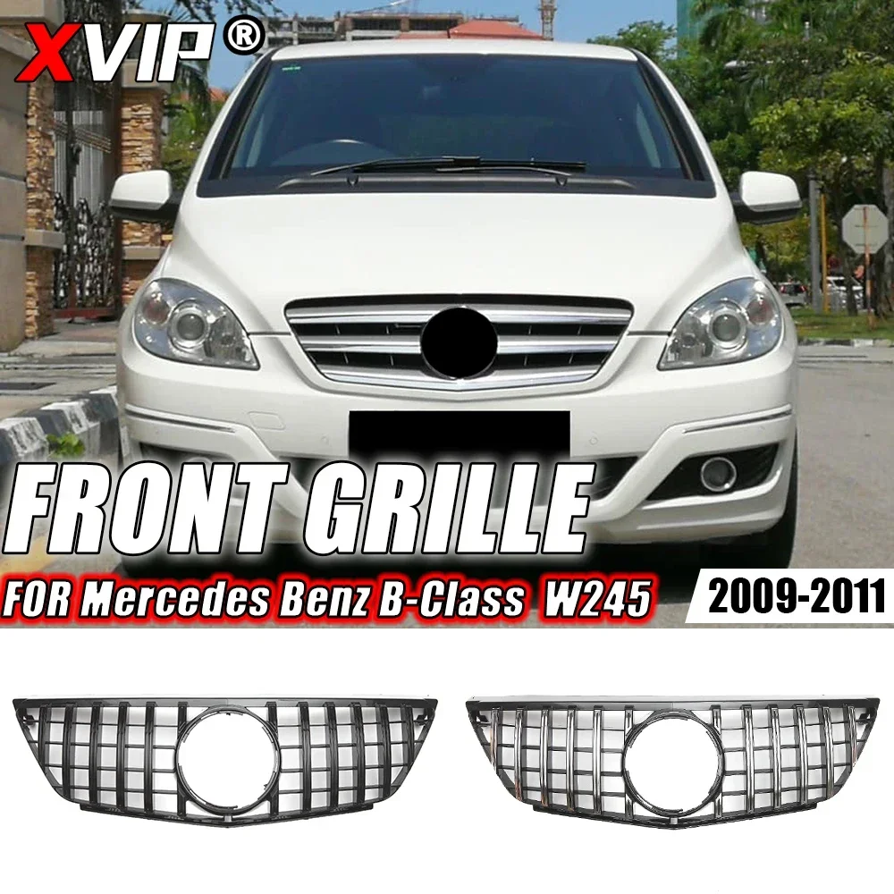 XVIP Front Chrome Silver Diamonds Style Front Bumper Grille For Mercedes Benz B-Class B200 W245 2009-11 GTR Style Racing Grilles