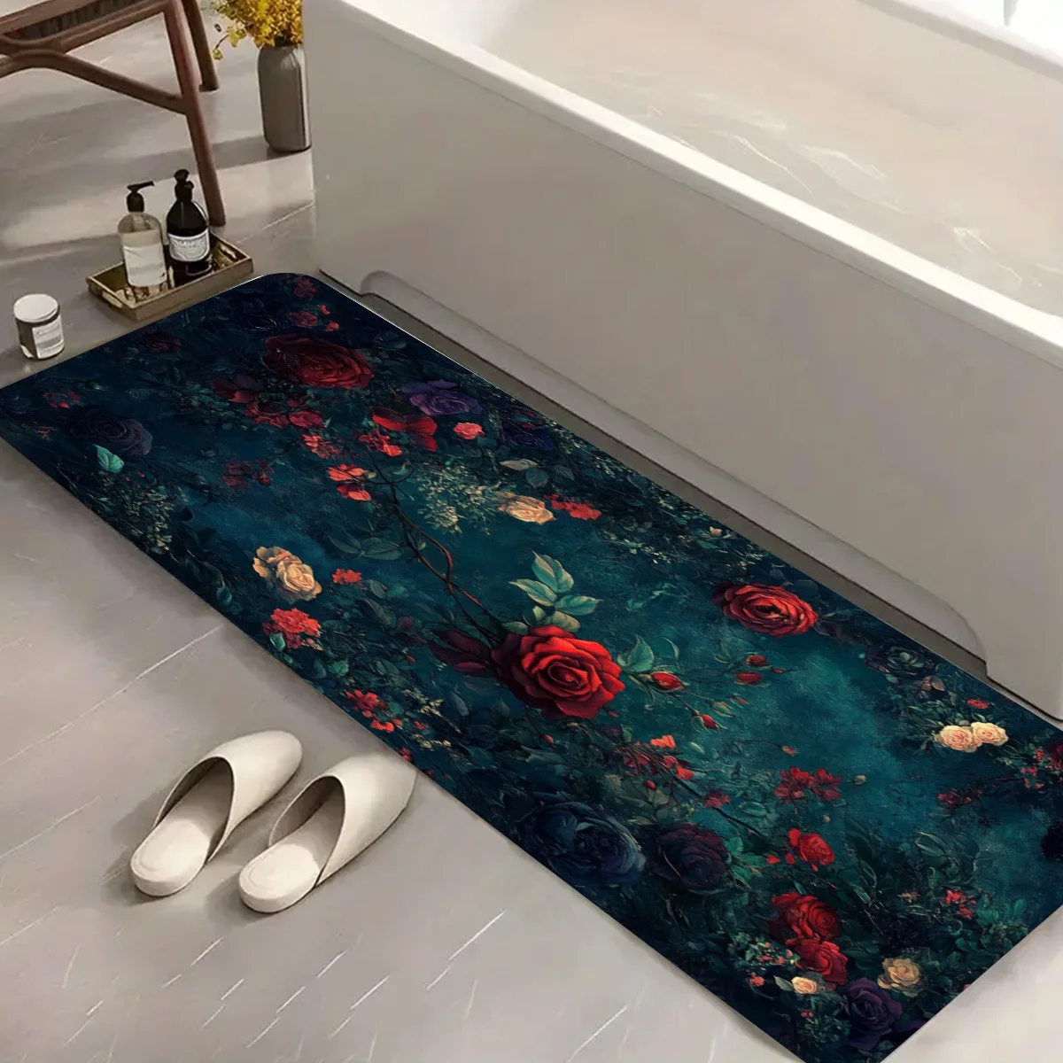 

1 шт. кухонные коврики с розовым узором, нескользящие домашние дверные коврики, поп-дизайн, коврик для ванной комнаты, коврик для ванной, ковер для домашней раковины, декор для стирки