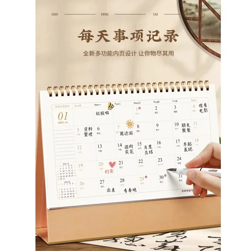 2025 Year Of Snake Mini Year of Snake Calendar Notebook Chinese Style Desk Calendar Spring Festival Decoration