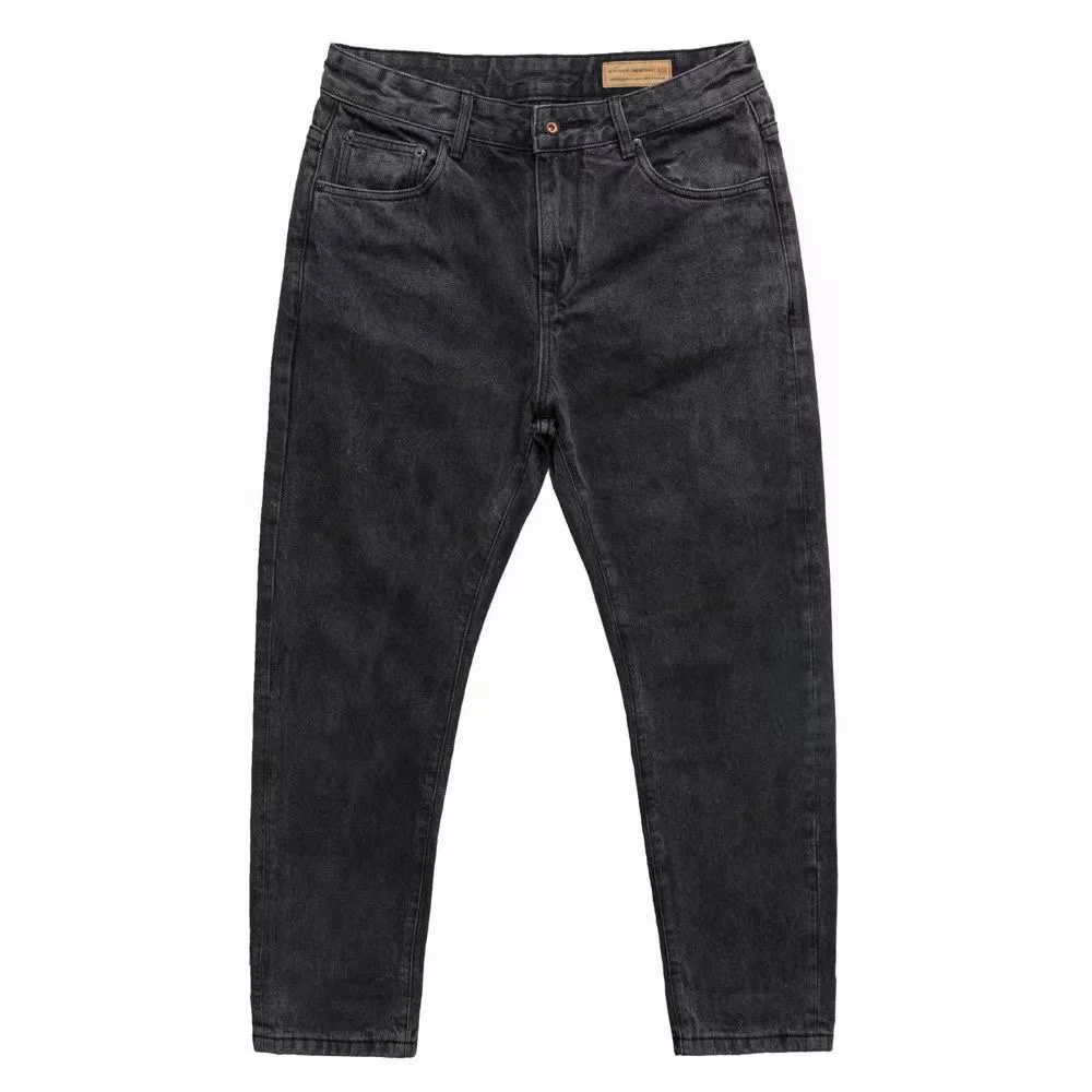 

Vintage Washed Denim Pants Men Black Cotton American Retro Style 9/10 Length Spring Fall