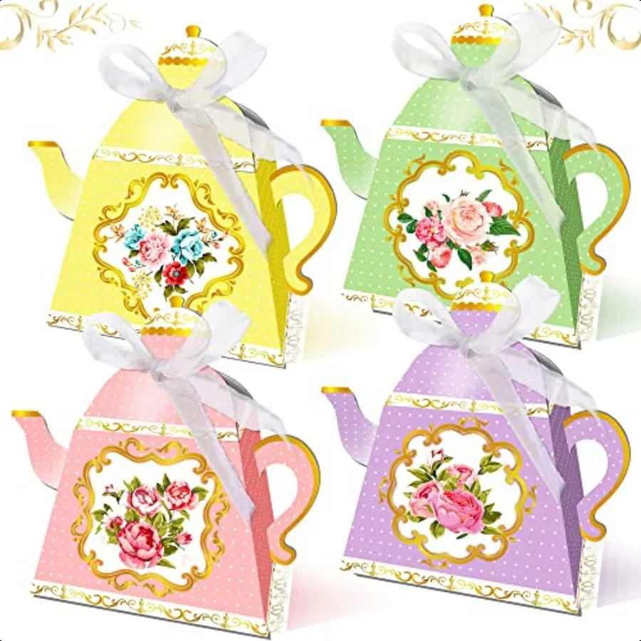 12 PCS Floral Tea Party Favor Bags Lets Partea Party plies Lets Partea Party Favor Boxes