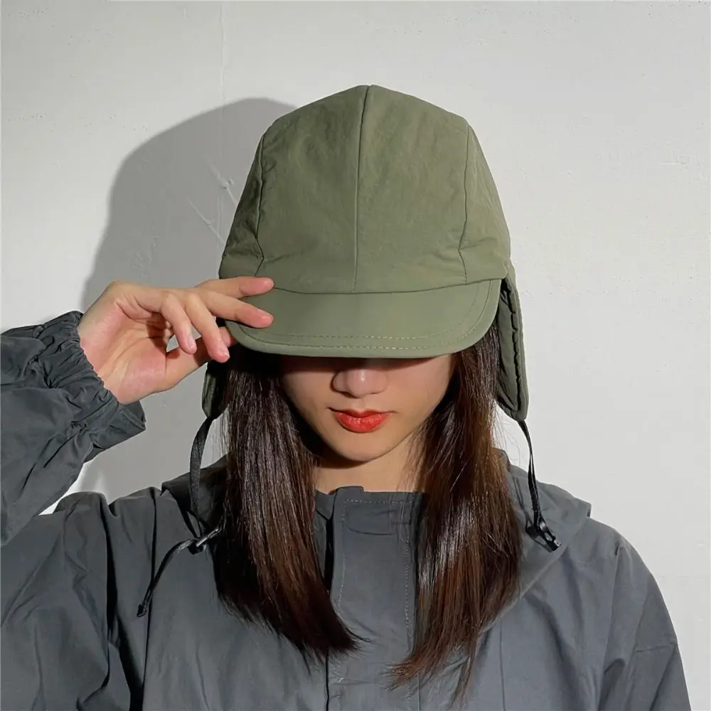 

Casual Retro Bomber Hat Windproof Solid Color Winter Warm Cap Thicken Lei Feng Hat for Men Women