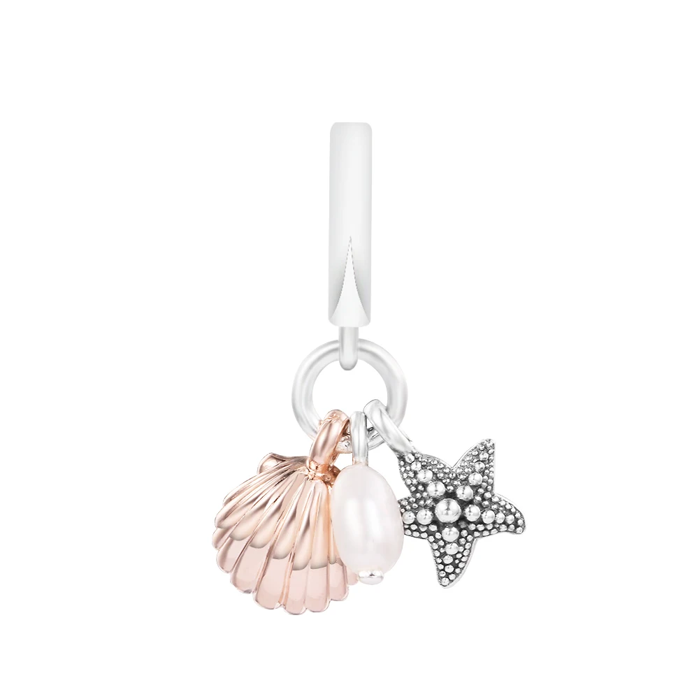 

Pearls, starfish and shells Keychain Women's Jewelry 925 Sterling Silver Charms Woman Kids Fashion Make Up Accessories