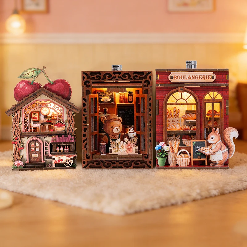 

3D Wooden Dollhouse Cherry Cottage Refrigerator Magnets Miniature Model Kit DIY Assembly Toy for Child Adults Birthday Gift Casa