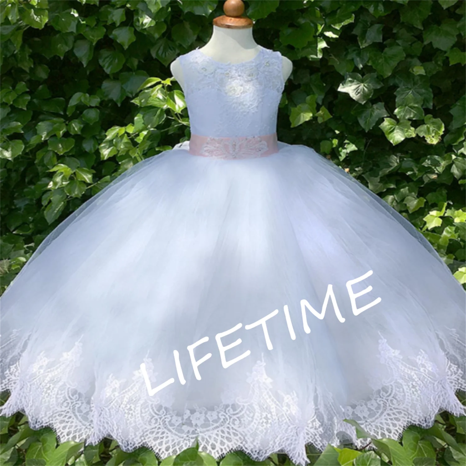 

Flower Girls Dresses Party Communion Lace Beaded Puffy Ball Gown Prom Pageant For Girl Fantastic Children's Gift Baptism