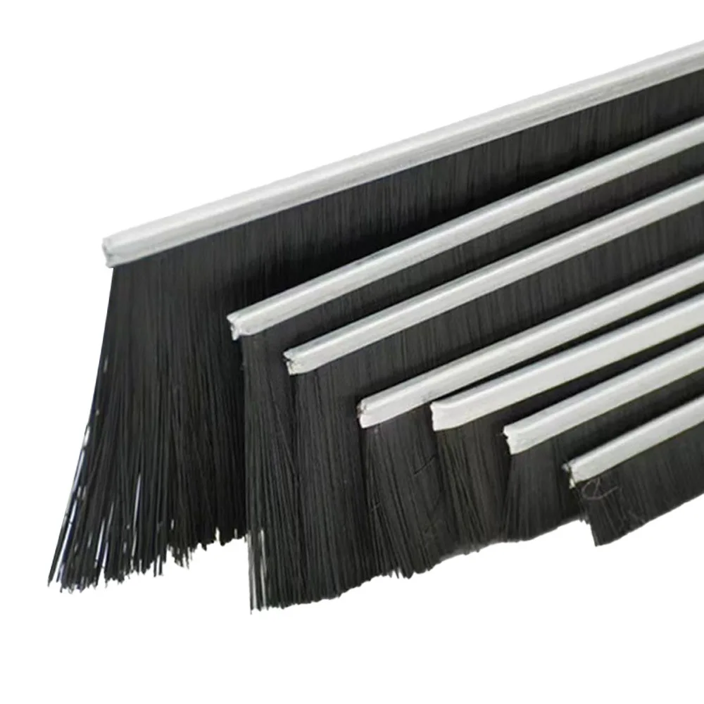 Door Sweep Seals Brush Door Bottom Sweep H Shape Aluminum Alloy Base 10/15/20/30/40/50/70/80/90/100/120mm Nylon Brush Length 1m