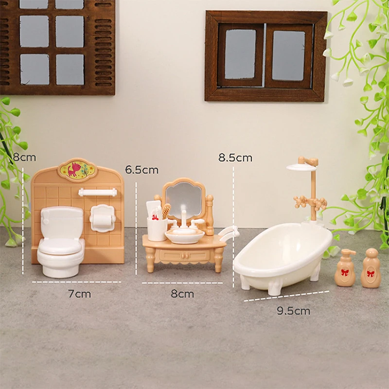 1Set 1:12 Dollhouse Miniature Bathtub Toilet Sink Bathroom Set Furniture Home Model Decor Toy Doll House Accessories