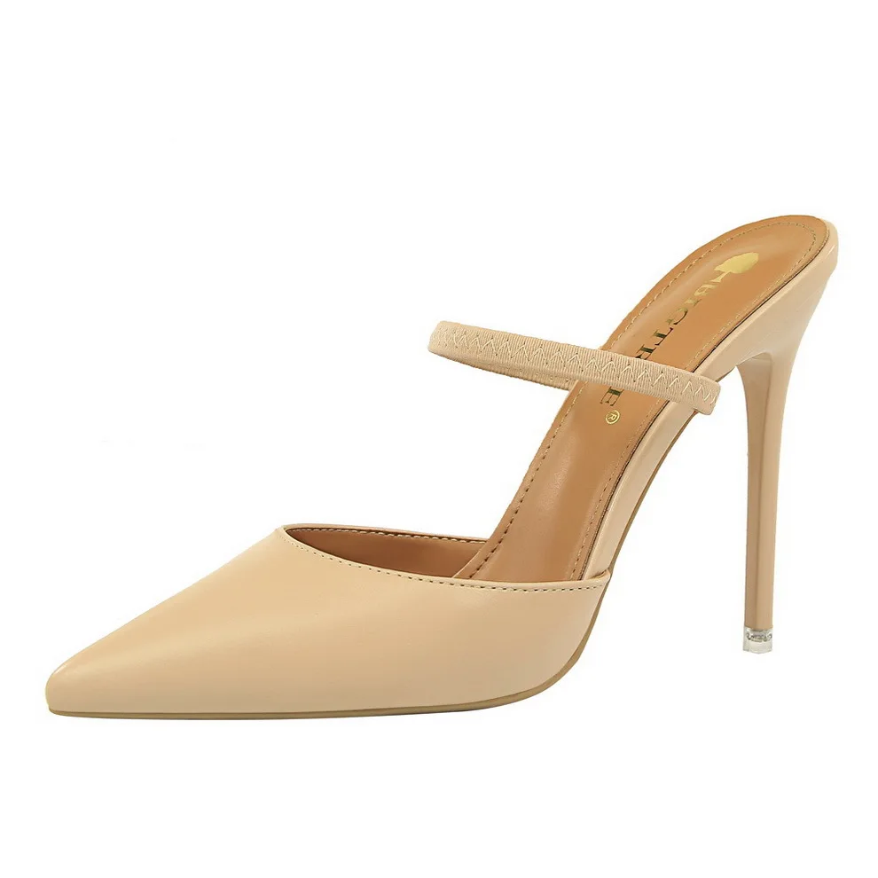 

Women Pointed Toe High Heels Fashion Toe-covering Slippers Ladies Sexy Stiletto Wedding Dress Office Party Pumps Zapatos Mujer