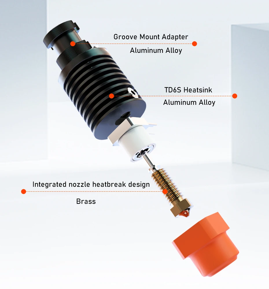 Trianglelab ® TCHC TD6S Kühlkörper Kompatibel mit TCHC TD6S Hotend TUN Düse Dünnwandiger Bi-Metall Heatbreak für 3D-Drucker – Detail 4