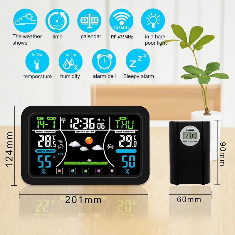 

Wireless Weather Clock With HD Display Meteorological Clock Monitoring Temperature And Humidity For Flower Room Cellar