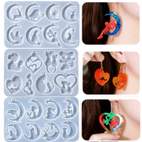 Earring Pendants Epoxy Resin Silicone Mold DIY Moon and Animal Shaped Earring Mould Jewelry Making Keychain Pendant Casting Mold