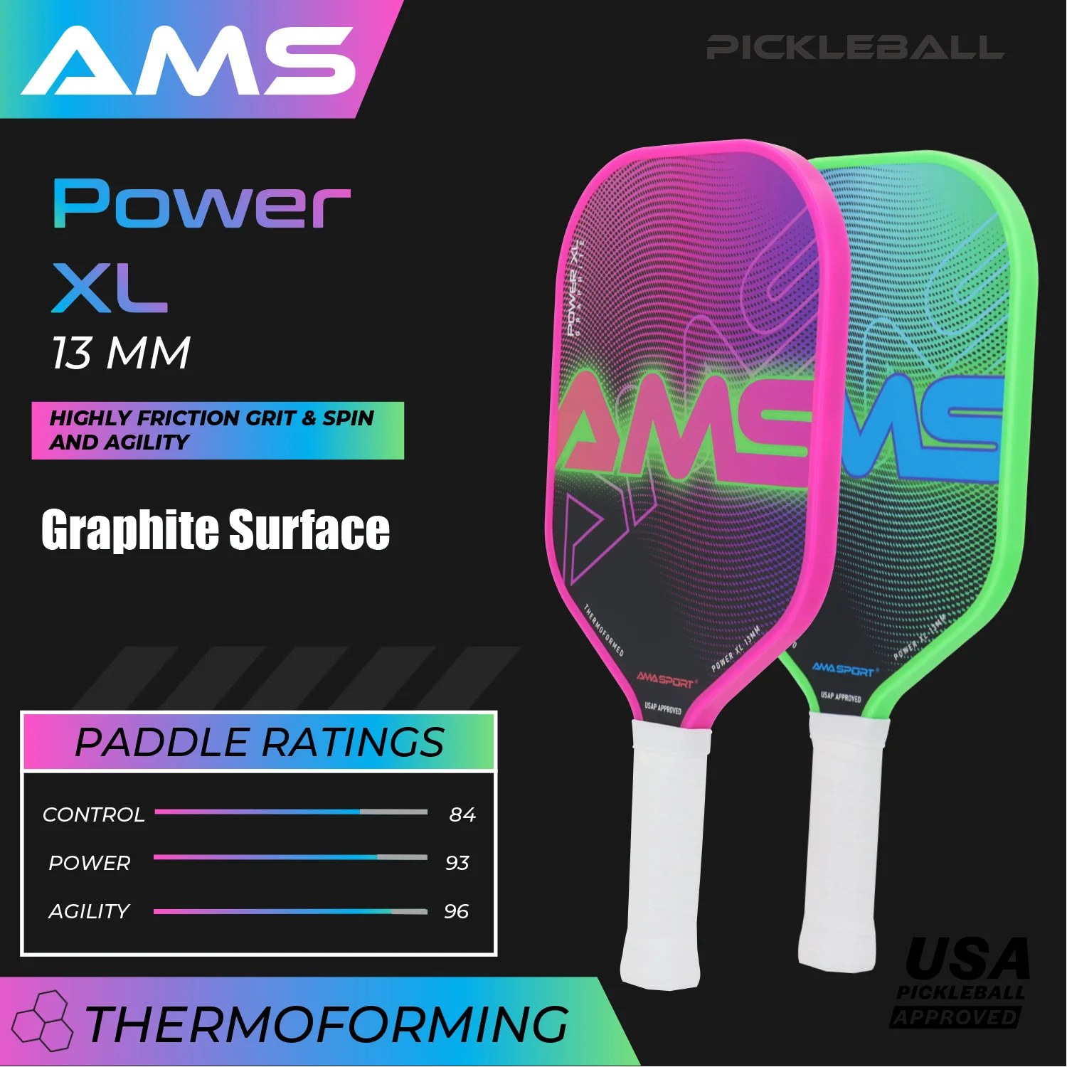 AMA SPORT Pickleball Paddle da 13 mm Fori di ventilazione per aerodinamica avanzata con borsa da paddle portatile per adulti e adolescenti