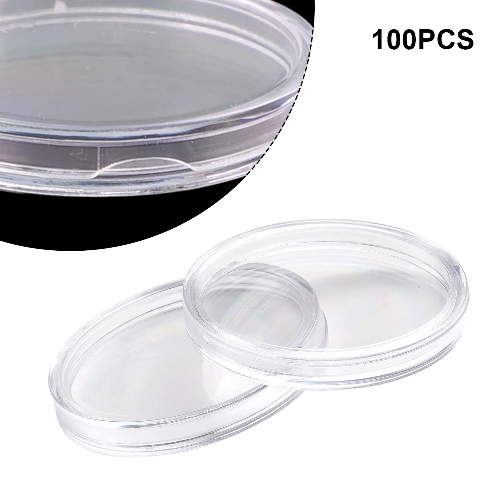 100pcs Clear 32mm Clear Plastic Coin Capsules Coin Holders Protector Cases Round Artware Display Boxes Household Storage Tools