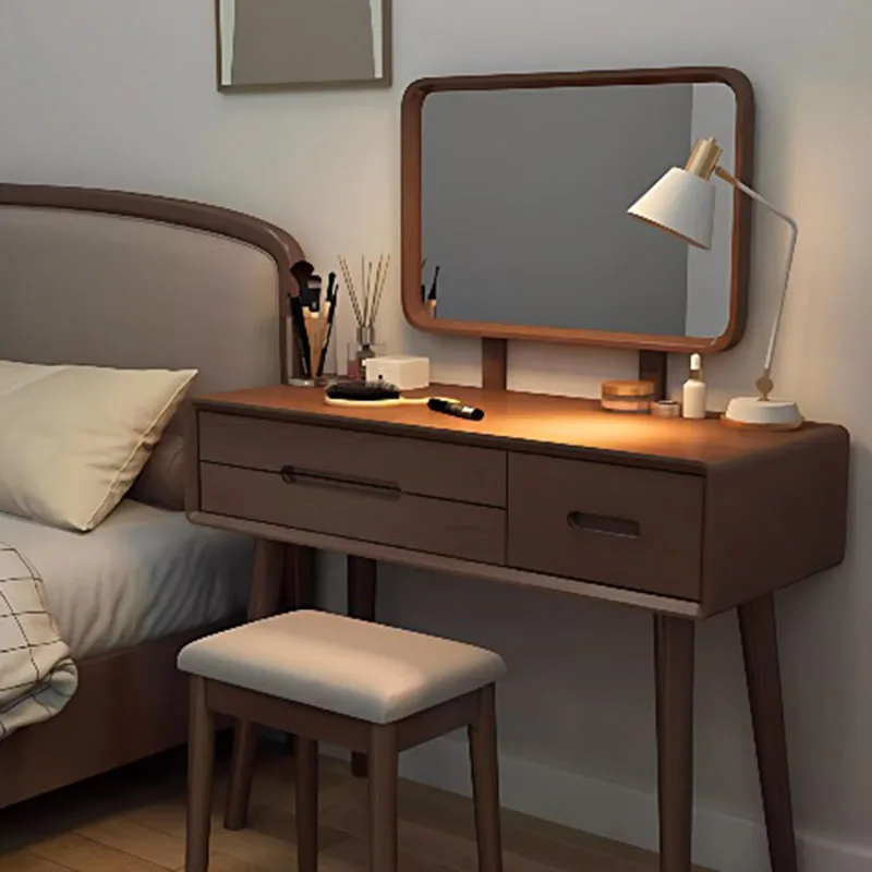 

Mirror Desk Vanity Table Stool Women Drawers Cosmetics Accessories Dressing Table Coffee Makeup Penteadeira Trendy Furniture