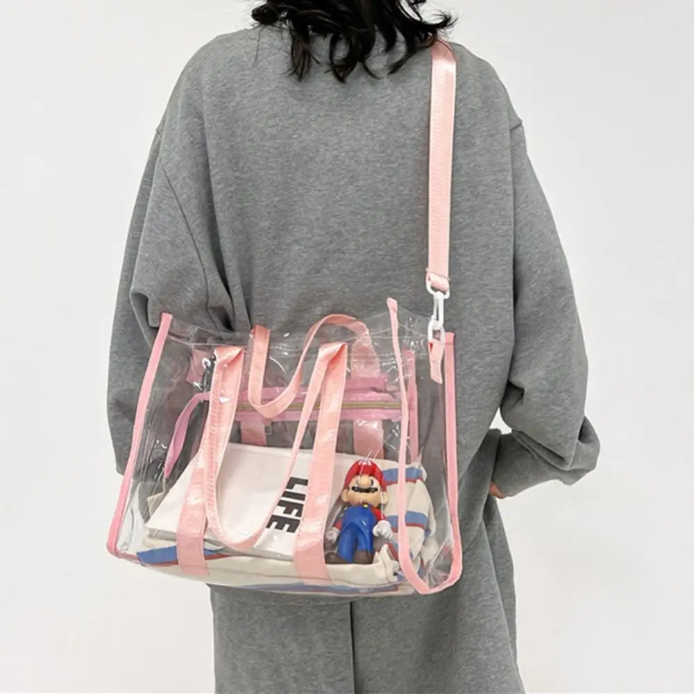 PVC Tote Bag Large Capacity Transparent Stadium Approved Shoulder Bags Clear Hand Bag Weekend Vacation