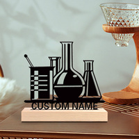 1pc Fashion personalized custom Chemical equipment Metal Art with Wooden Base Ideal for Stargazers, Study, Science Room Decor Gi