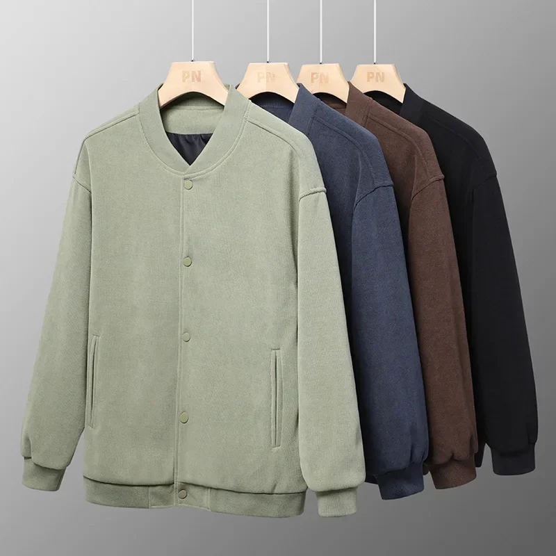 

2025 Corduroy Baseball Jacket Men's Sweater Jacket Men's Large Size Fleece Thickened Loose